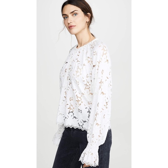 ✨NWT✨ FREE PEOPLE Olivia Lace Balloon Sleeve Blouse Top in Ivory White Sz S - Picture 5 of 6